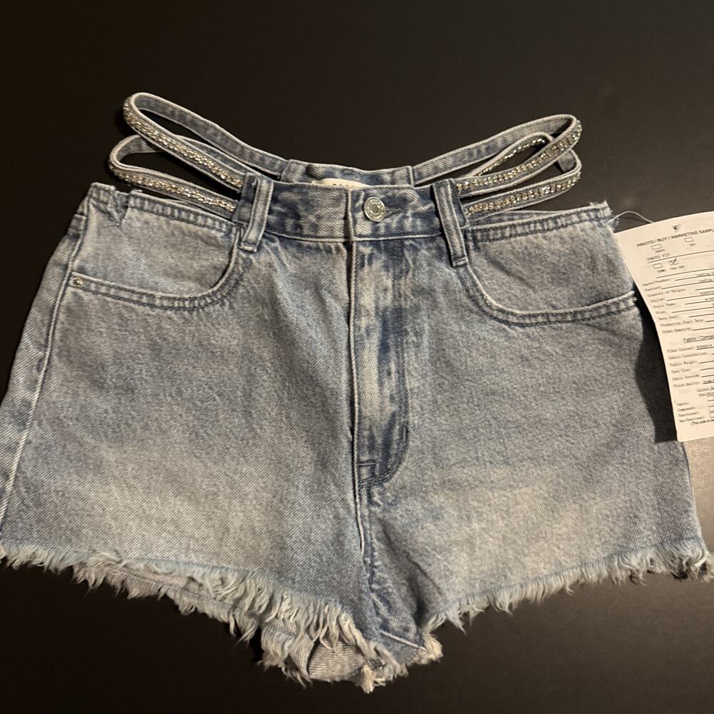 PacSun Womens /Jr Jeans Shorts High Rise festival - Sasha Shine. Size 26 Bling